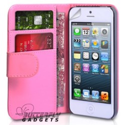 Boekvorm hoesje met pinpas vakjes voor de iPhone 5