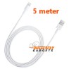 5 meter lange USB kabel voor de iPhone 5, 5s, 5c, iPad 4, iPad Mini (wit)