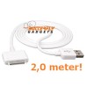 USB data sync kabel voor de iPhone (wit, extra lang, 2,0 meter)