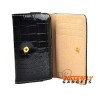 Krokodillen look bookcase voor o.a. iPhone met drie vakjes voor pasjes - Zwart