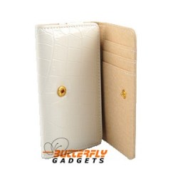Krokodillen look bookcase voor o.a. iPhone met drie vakjes voor pasjes - Wit