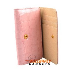Krokodillen look bookcase voor o.a. iPhone met drie vakjes voor pasjes - Roze