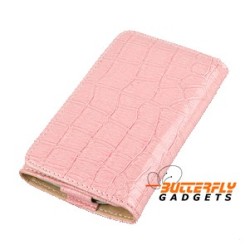 Krokodillen look bookcase voor o.a. iPhone met drie vakjes voor pasjes - Roze