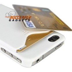 Hoge kwaliteit kunststof back cover met pinpashouder voor iPhone 4, 4s - Wit
