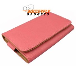 Bookcase (portemonnee) voor o.a. iPhone met drie vakjes voor pasjes - Roze