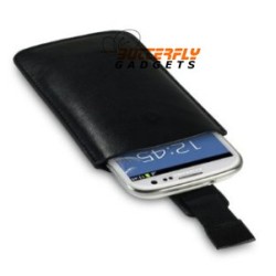 Hoesje met pull up strap en klitteband sluiting voor de Samsung Galaxy S3 i9300 - zwart